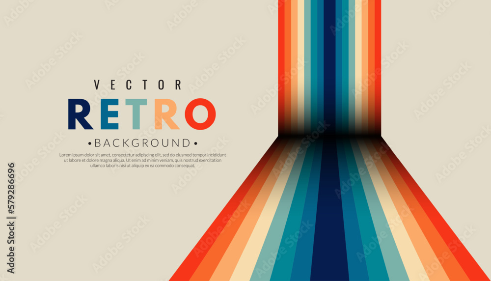 Poster abstract minimalist retro background with light stripes elements. graphic vector flat design style. 