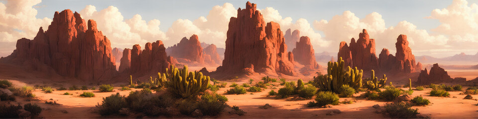 Desert and cacti landscape, Generative AI