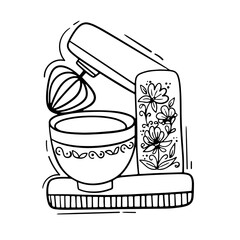 Isolated vector illustration of food processor