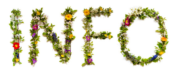 Colorful Blooming Flower Letters Building Word Info
