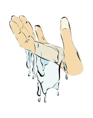 Fototapeta premium Hand mit Wasser