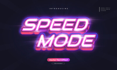 Fototapeta premium Speed Mode Text Style with Colorful Glowing Neon Effect. Editable Text Effect