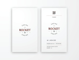 clean design elegant vertical business card editable template in white background with gold red accent