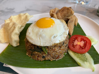 Malaysian Traditional Food Lemak Rice with Chicken Curry