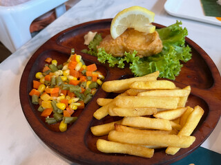 Fish and Chips with Vegetables
