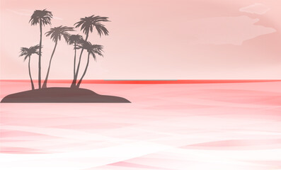 ピンクに染まる日が沈む南国風景