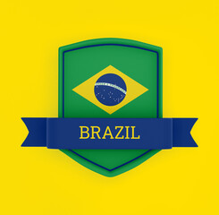 Brazil Flag With Ribbon Banner