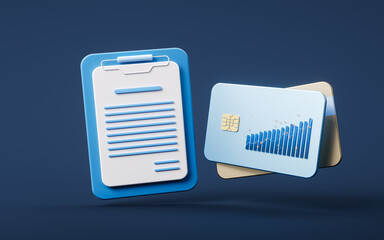 Bank card with 3d cartoon style, 3d rendering.