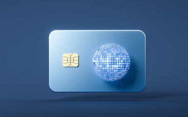 Bank card with 3d cartoon style, 3d rendering.
