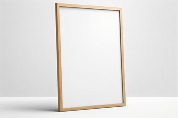 A poster mockup in a wooden frame, displayed on a blank white background. Generative AI