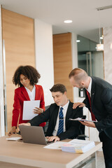 Young business creative team are brainstorming planning discussing while sitting in creative business discussing work in the office