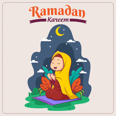 Hand Drawn Vector Ramadan Illustration Design Background