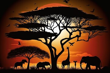 Fototapeta na wymiar Celebrate happy Africa Day, nature scene. Generative AI illustration.