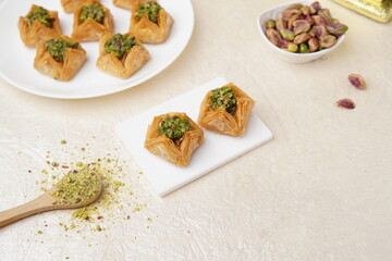 Turkish ramadan dessert Baklava with pistachio Turkish Sweet