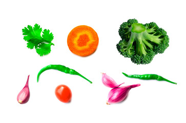 vegetables isolated on white background food ingredients pattern