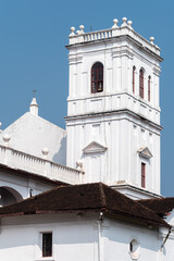 Fototapeta premium Exterior facade of the ancient Portuguese era Se Cathedral in the UNESCO heritage site of Old Goa.
