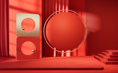 Abstract geometry interior background, 3d rendering.