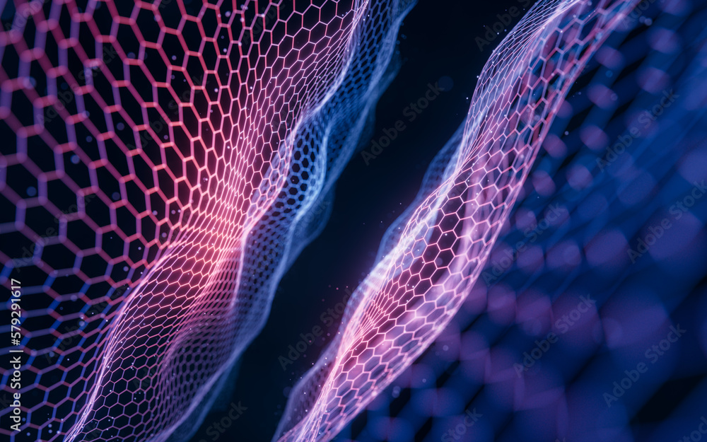 Poster digital hexagonal graphic background, 3d rendering.