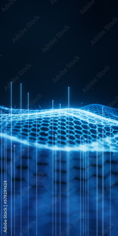 Poster digital hexagonal graphic background, 3d rendering.