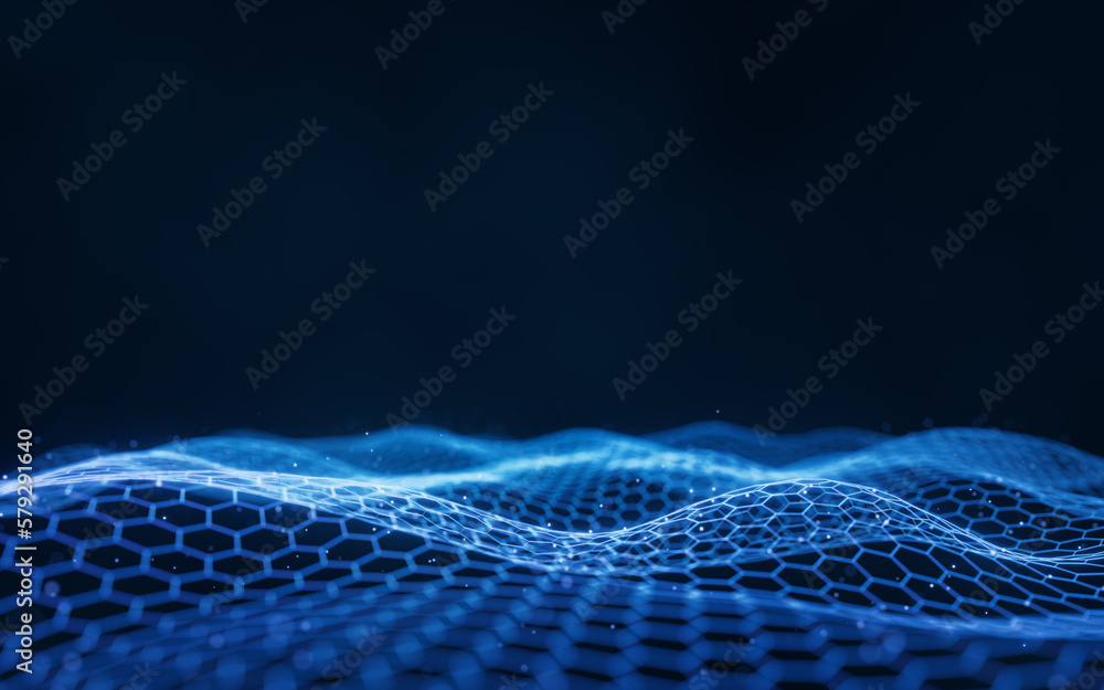Aufkleber digital hexagonal graphic background, 3d rendering.