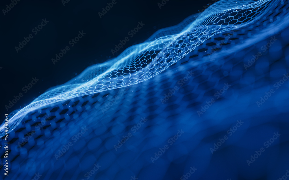 Aufkleber digital hexagonal graphic background, 3d rendering.