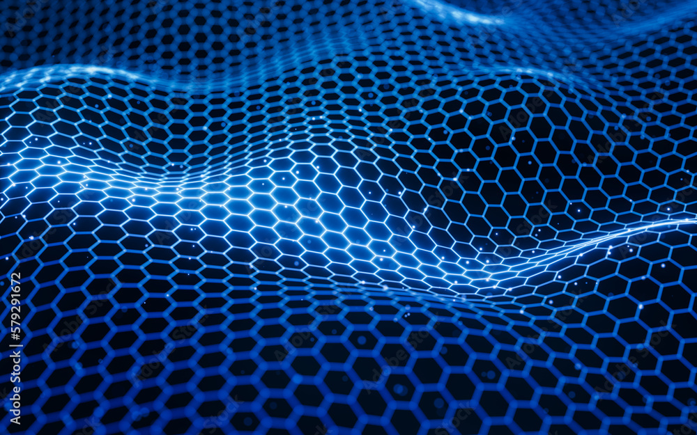 Aufkleber digital hexagonal graphic background, 3d rendering.