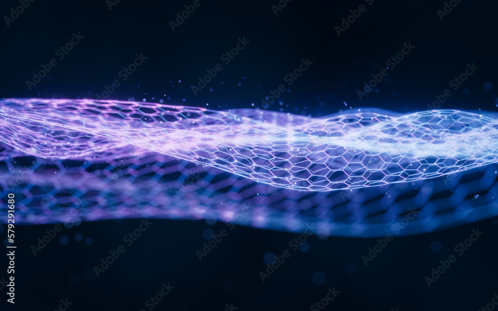 Aufkleber digital hexagonal graphic background, 3d rendering.