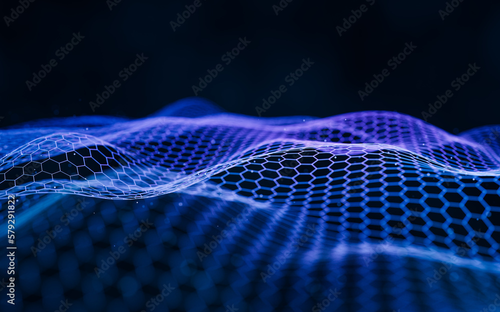 Poster digital hexagonal graphic background, 3d rendering.