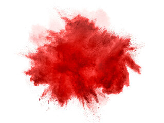 abstract powder splatted background. Red powder explosion on transparent background.
Colored cloud. Colorful dust explode. Paint Holi.	