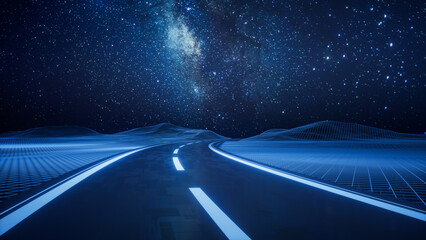 Fototapeta na wymiar Highway road with digital space background, 3d rendering.