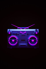 Boombox Pink Purple Stereo Radio Music Audio Retro Cassette Player 2000s Aesthetic 3d illustration render digital rendering