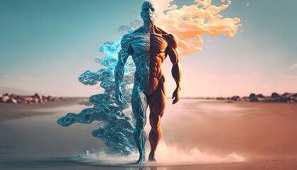 Fire and Water Elemental Man