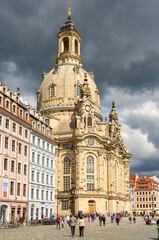 Fototapeta na wymiar Frauenkirche (Church of Our Lady) on New Market square (Neumarkt), Dresden, Germany 