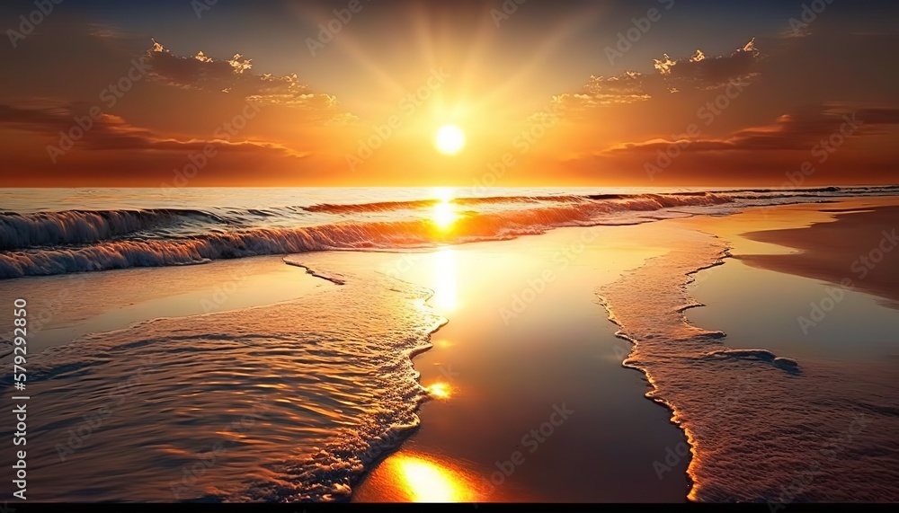 Poster sunset and sea.generative ai