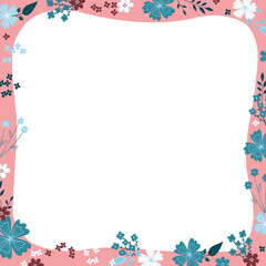 square flower frame, vector template for photo, postcard, invitation. delicate spring flower frame