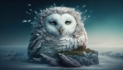 Owl.Generative AI - obrazy, fototapety, plakaty