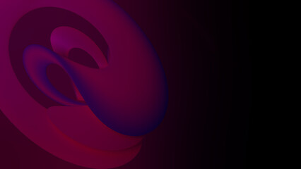 Abstract twisted 3d shape. Glowing crimson red purple blue gradient texture. Dark burgundy background. Technological wallpaper. 3d rendering. Futuristic template for web banner presentation or poster