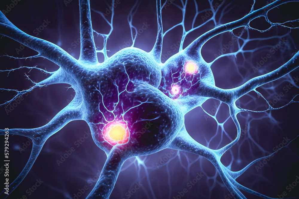 Aufkleber brain cell. neurons, synapses, nervous system components. created with generative ai technology.
