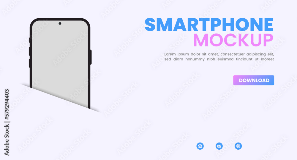 Poster smartphone mockup for applications ui presentation. phone vector illustration.