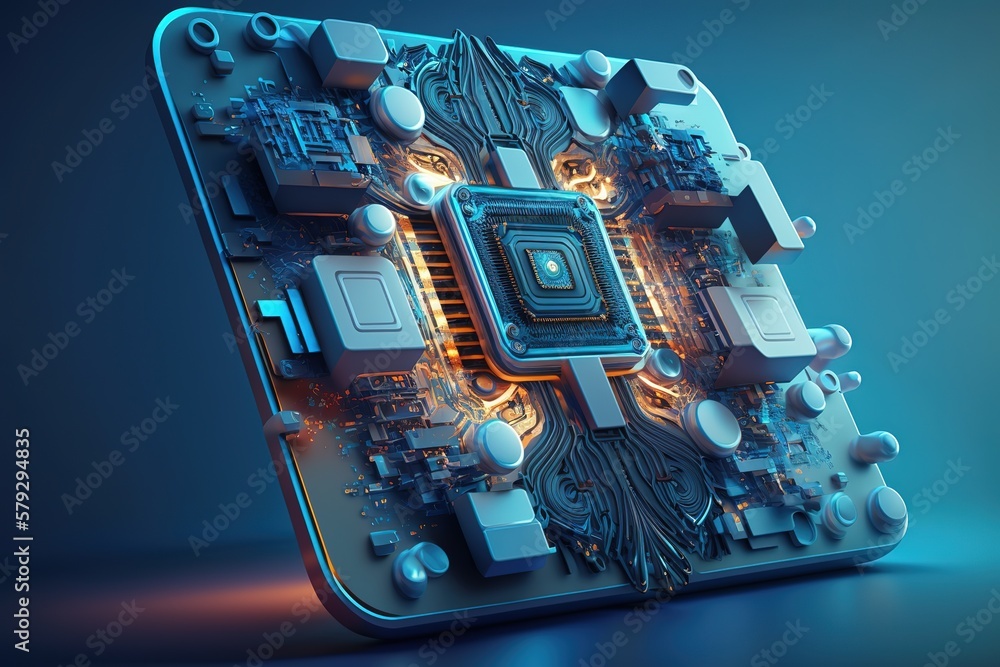 Poster the background of the printed circuit board, technological background.generative ai