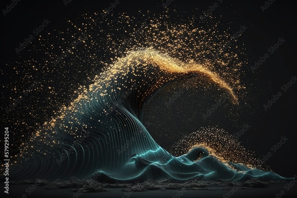 Poster beautiful abstract wave technology background.generative ai