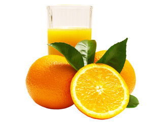 Orange juice and fruits isolated