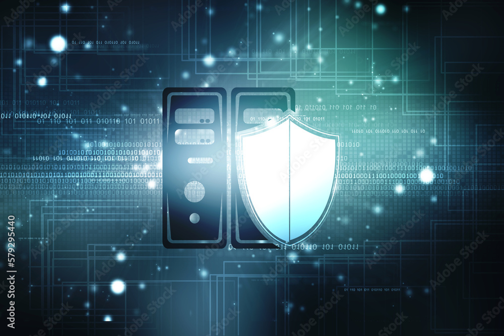 Poster 2d rendering database and computer data security concept