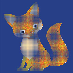 Fox, drawn with dots of different colors, vector file.