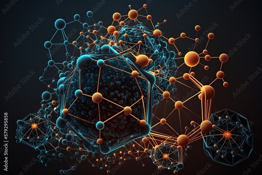 Poster abstract background, communication and technological lines, connections and points.generative ai
