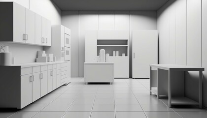 modern kitchen, white interior, home, 3d-render