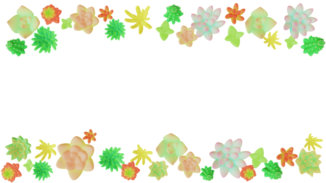 多肉植物のフレームテンプレート 3D