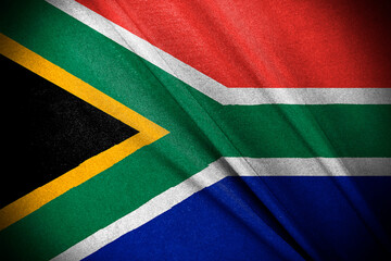 Cotton Africa flag, close up waving flag of South Africa. flag symbol