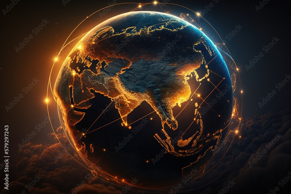 Aufkleber Abstraction of communication technologies and the Internet around the world.Generative AI