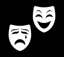 Theatre mask clipart Stencil vector stock illustration EPS 10
